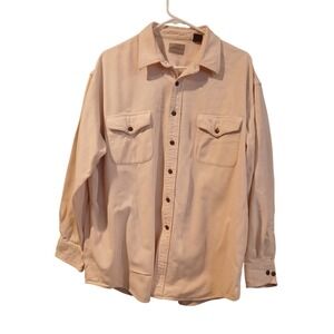 St JOHNS BAY Mens Beige Long Sleeve Button Up Shirt Casual Workwear Top XLarge